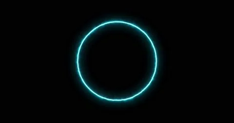 Blue ring of lightning, energy neon on a black background. Abstract energy Stock Footage 188976219