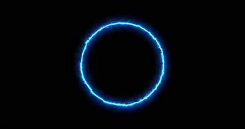 Blue ring of lightning, energy neon on a black background. Abstract energy Stock Footage 194041487