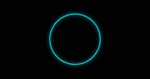 Blue ring of lightning, energy neon on a black background. Abstract energy Stock Footage 194740876
