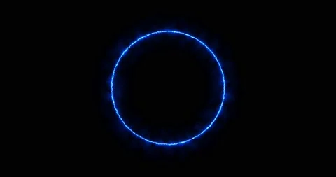 Blue ring of lightning, energy neon on a black background. Abstract energy Stock Footage 196252131