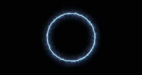 Blue ring of lightning, energy neon on a black background. Abstract energy Stock Footage 200265111