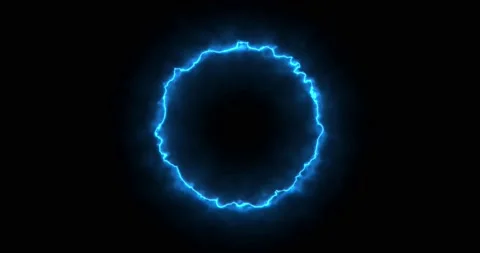 Blue ring of lightning, energy neon on a black background. Abstract energy Stock Footage 201114859
