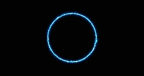Blue ring of lightning, energy neon on a black background. Abstract energy Stock Footage 201270584