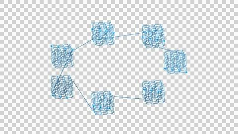 Blue Ring Of Network Clusters Isolated on Transparent Background Stock Illustration