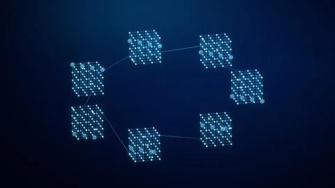 Blue Ring Of Network Clusters Technology Background Stock Illustration