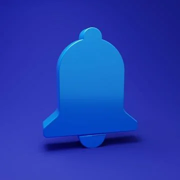 Blue Ringing bell icon isolated on blue background. Alarm symbol, service b.. Stock Photos