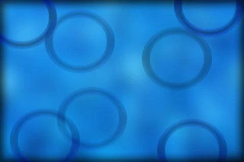 Blue rings on a blurry abstract blue background Stock Illustration