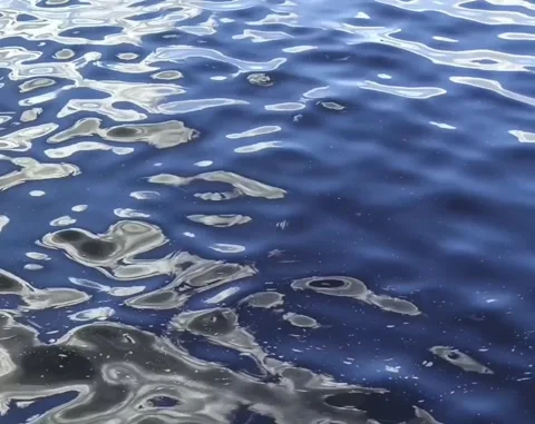 Blue Rippled Water Surface with Reflections Stock Footage 336273968