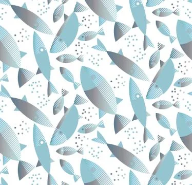 Blue river fish seamless pattern. 库存插图