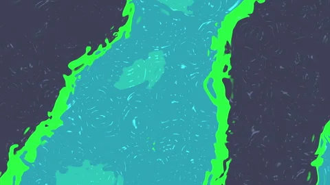 Blue river flowing through lush green edges against a dark backdrop. Ideal backg Stock-Footage 325635269