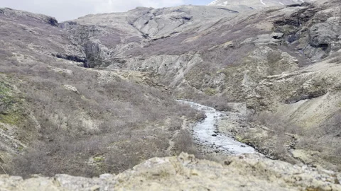 Blue river rapids in Iceland crane up Stock Footage 279024955