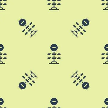 Blue Road barrier icon isolated seamless pattern on yellow background. Symbol of Illustrazione stock