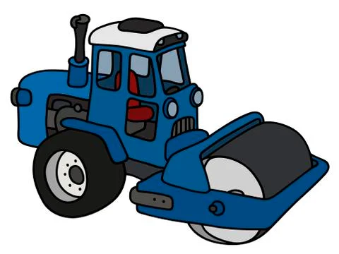The blue road roller Stock Illustration