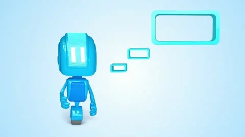 Blue robot with blank message box 스톡 동영상 11073934