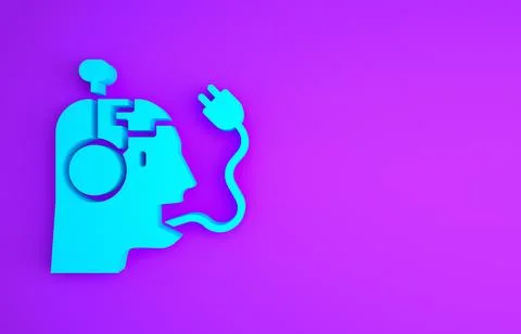 Blue Robot charging battery icon isolated on purple background. Artificial in イラスト素材