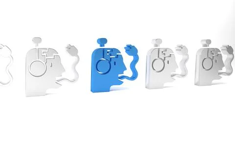 Blue Robot charging battery icon isolated on white background. Artificial i.. Stock Illustration