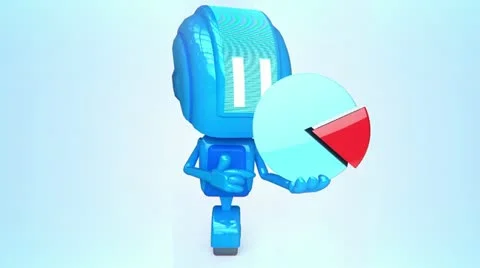 Blue robot with chart Stock Footage 11073898