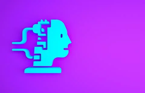 Blue Robot connected for maintenance icon isolated on purple background. Arti Illustrazione stock