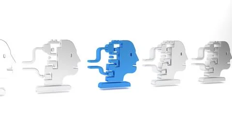 Blue Robot connected for maintenance icon isolated on white background. Art.. Illustrazione stock