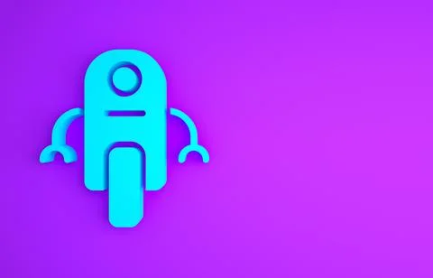 Blue Robot icon isolated on purple background. Artificial intelligence, machi Illustrazione stock