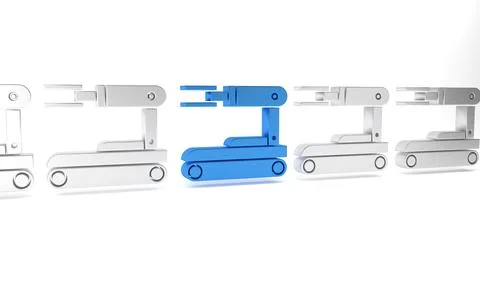 Blue Robot icon isolated on white background. Minimalism concept. 3D render.. Stock Illustration