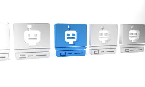 Blue Robot icon isolated on white background. Artificial intelligence, mach.. Stockillustratie