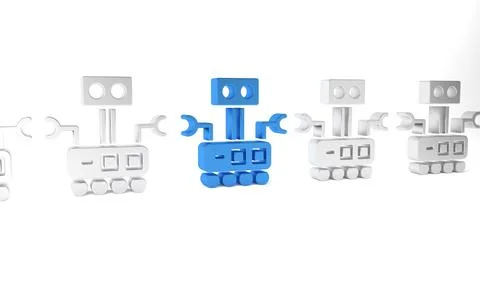 Blue Robot icon isolated on white background. Artificial intelligence, mach.. Stockillustratie
