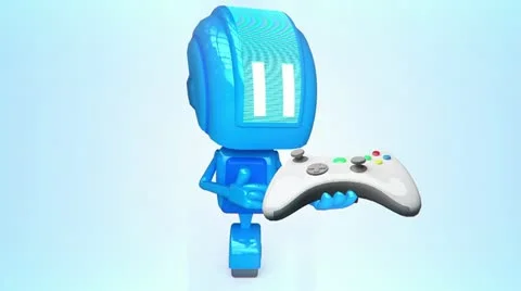 Blue robot with joystick Stock Footage 11073907