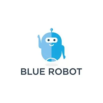 Blue Robot Logo Template Design Stock Illustration