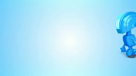Blue robot with message box Stock Footage 11073854