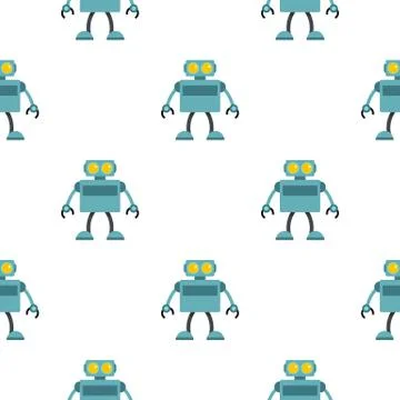 Blue robot pattern seamless Stock Illustration