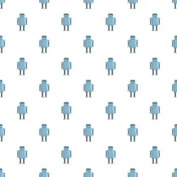 Blue robot repeating pattern on white background 스톡 일러스트