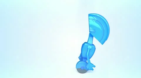 Blue robot runing Stock Footage 11073921