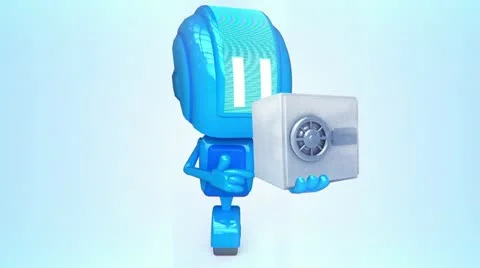 Blue robot with safe 스톡 동영상 11073901