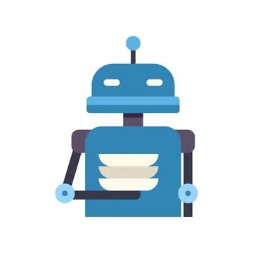 Blue robot serving plates automation technology concept Stock Illustration