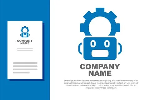 Blue Robot setting icon isolated on white background. Artificial intelligence Illustrazione stock