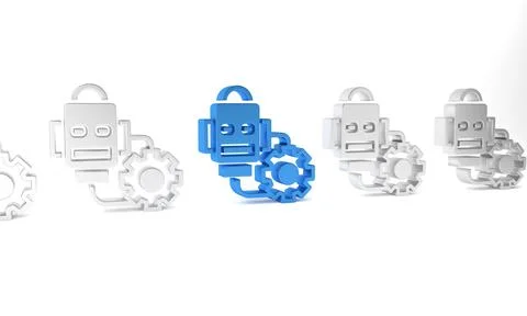 Blue Robot setting icon isolated on white background. Artificial intelligen.. Stock Illustration