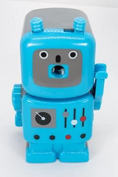 Blue robot shaped sharpener Stock Photos