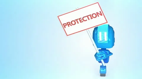 Blue robot with sign Stock-Footage 11073924