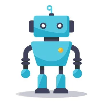 Blue robot standing, friendly automation and artificial intelligence technology Stock-Illustration