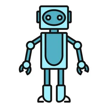 Blue robot standing representing ai and technology future Stock Illustration