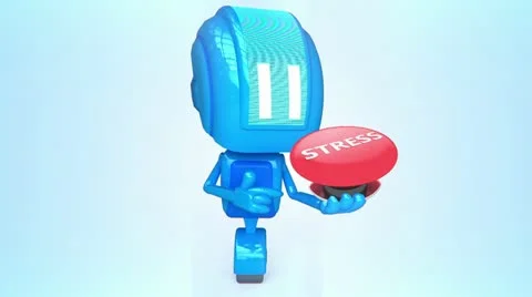 Blue robot with stress button Stock Footage 11073904
