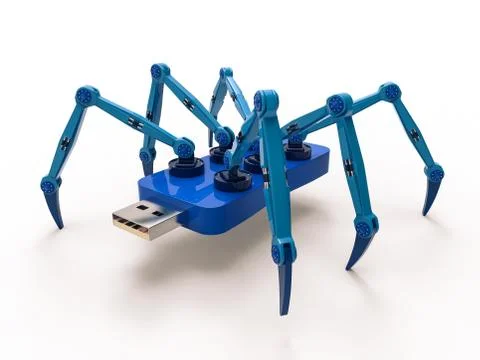 Blue Robot USB Flash Spider Stock Illustration
