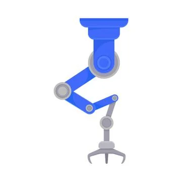 Blue robotic arm. Vector illustration on white background. Illustrazione stock