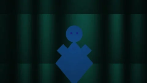 Blue robotic figure on dark green background. Stock Footage 336226482
