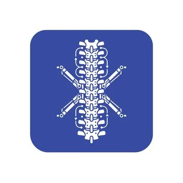 Blue robotic spine column icon for spinal health tech. Ilustração Stock