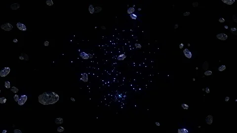 Blue rock and star explosion particle animation Stock Footage 148072345