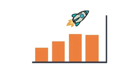 Blue rocket animation business graph with arrow business growth concept Stock Footage 265682758