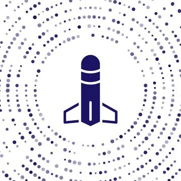 Blue Rocket icon isolated on white background. Abstract circle random dots Stock Illustration