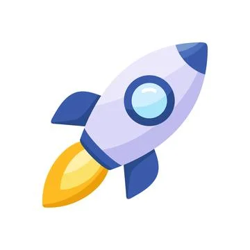 Blue Rocket Launch Icon Symbol Illustration Vector Template Illustrazione stock